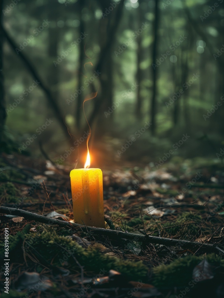 Canvas Prints lit candle in woodland