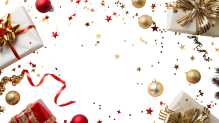 Christmas, new year, xmas decoration confetti celebrate party on transparent background
