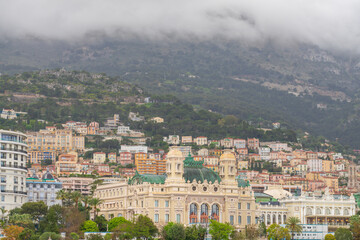 Panoramic view of Monte Carlo marina and cityscape