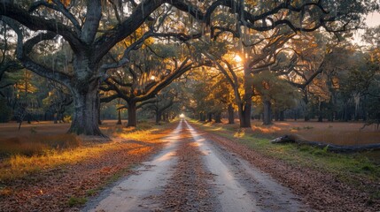 Obraz premium Escape the stress of daily life on South Carolina's back roads.
