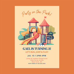 Party in the Park Playground Birthday Invitation