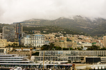 Panoramic view of Monte Carlo marina and cityscape