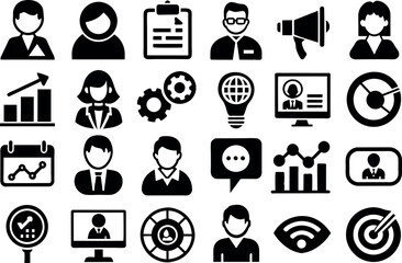 Marketing concept editable stroke outline icons set isolated on white background flat vector illustration