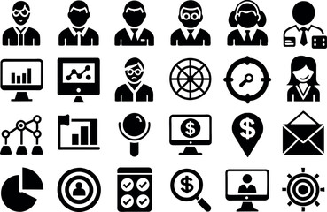 Marketing concept editable stroke outline icons set isolated on white background flat vector illustration