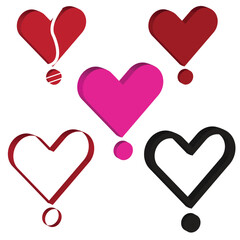 Multiple color hearts illustration with gradient and simple 