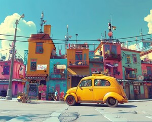Obraz premium Whimsical Tilted Animation with Quirky Characters and Vibrant Expression