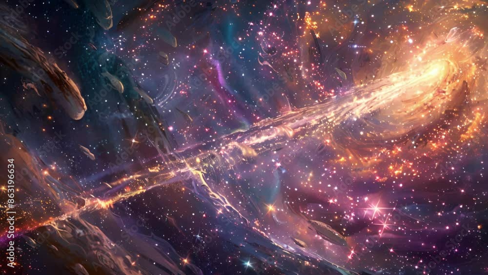 Poster the comets sparkling trail leaves behind a trail of shimmering stardust as it makes its journey thro