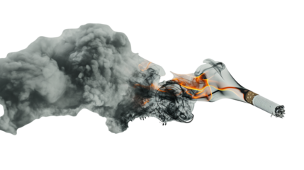 cigarette ashtray and smoke