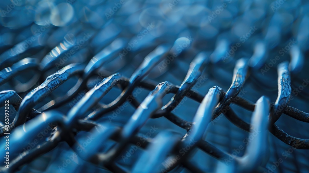 Aufkleber close up image of a metallic mesh with a blurred background