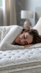 Obraz premium Comfortable Sleep on High-Quality Mattress in Cozy, Calming Bedroom