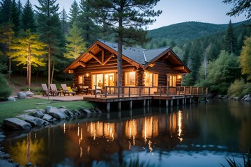 Obraz premium Cottage on the lake, Holiday, Relax, Solitude