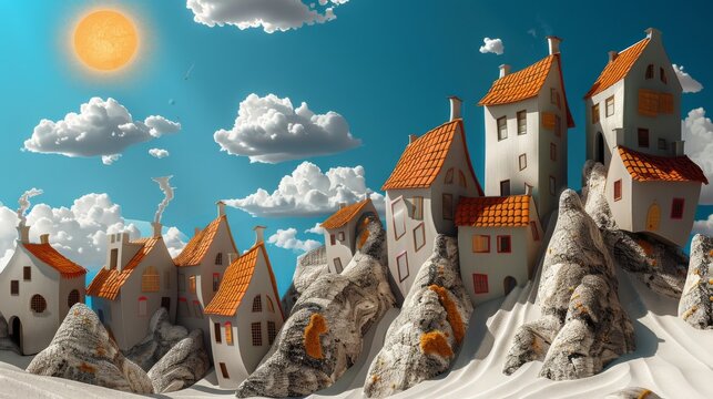 Parable Wise Foolish Builders Illustration Conceptual Religious Bible Story Art_impactful Bible narrative depiction_divine lesson symbolic elements dramatic contrast_lambda.art_gallery.