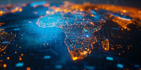 Obraz premium Digital Connectivity Spanning Across Continents