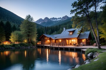 Fototapeta premium Cottage on the lake, Holiday, Relax, Solitude