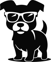 A cute Dog wearing sunglass Illustration vector .