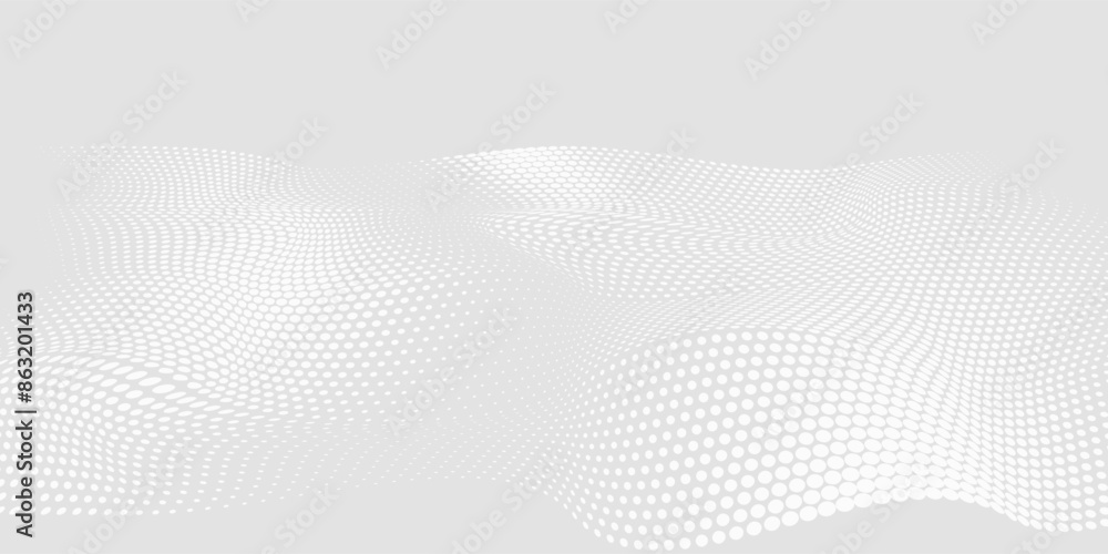 Poster dot white gray wave light technology texture background. abstract big data digital concept. 3d rende
