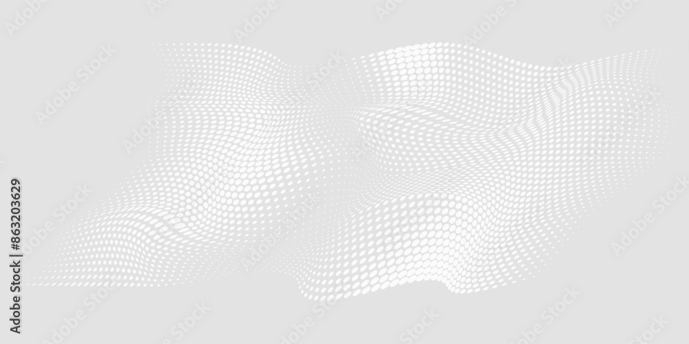 Poster dot white gray wave light technology texture background. abstract big data digital concept. 3d rende