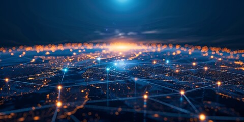 Obraz premium Digital Connectivity Spanning Across Continents