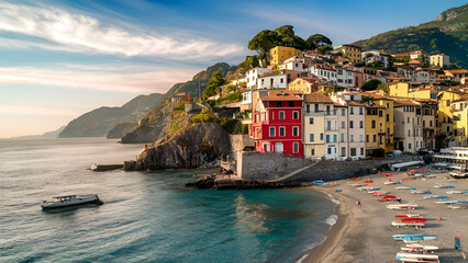 Sea beach mountains coast home sunny ocean summer summertime 