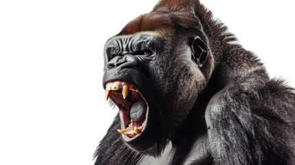 Angry Gorilla screaming on transparent background