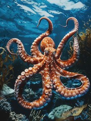 Fototapeta premium Octopus in seaweed