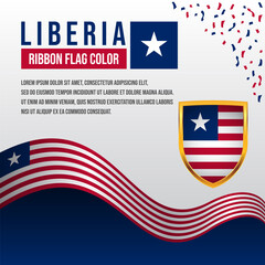 Liberia ribbon flag with Shield Flag and decoration