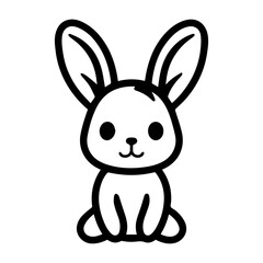 Bunny icon or modern line symbol. Vector line art and icon design with bold outline. Black and white Pixel Perfect minimalistic symbol isolated white background. Silhouette simple thin sign
