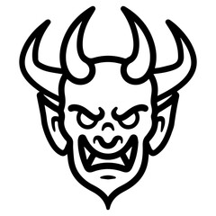 demon icon or modern line symbol. Vector line art and icon design with bold outline. Black and white Pixel Perfect minimalistic symbol isolated white background. Silhouette simple thin sign