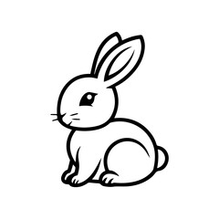 Bunny icon or modern line symbol. Vector line art and icon design with bold outline. Black and white Pixel Perfect minimalistic symbol isolated white background. Silhouette simple thin sign