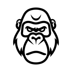 Gorilla icon or modern line symbol. Vector line art and icon design with bold outline. Black and white Pixel Perfect minimalistic symbol isolated white background. Silhouette simple thin sign