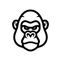 Gorilla icon or modern line symbol. Vector line art and icon design with bold outline. Black and white Pixel Perfect minimalistic symbol isolated white background. Silhouette simple thin sign
