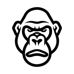 Gorilla icon or modern line symbol. Vector line art and icon design with bold outline. Black and white Pixel Perfect minimalistic symbol isolated white background. Silhouette simple thin sign