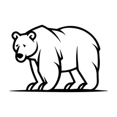 Bear icon or modern line symbol. Vector line art and icon design with bold outline. Black and white Pixel Perfect minimalistic symbol isolated white background. Silhouette simple thin sign
