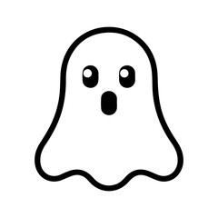 Ghost icon or modern line symbol. Vector line art and icon design with bold outline. Black and white Pixel Perfect minimalistic symbol isolated white background. Silhouette simple thin sign