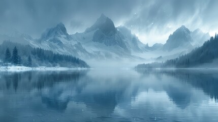 A stunning northern lights-illuminated view of a lake and mountains