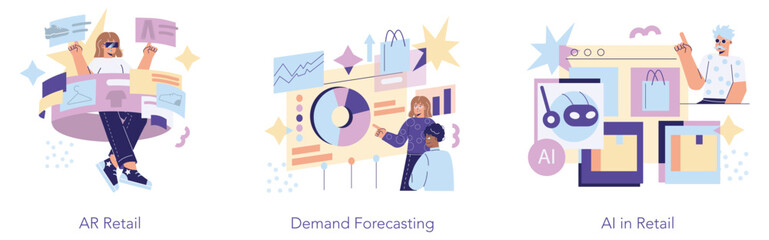 Retail Tech. Flat Vector Illustration