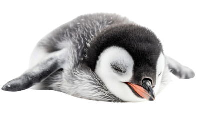 Baby pinguin sleep on transparent background