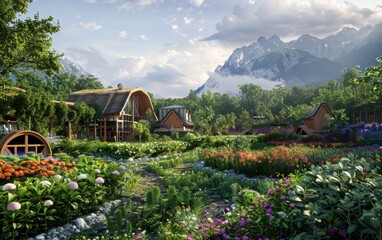 A flourishing, organic farm with permaculture design, utilizing circular economy principles
