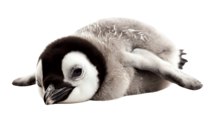Baby pinguin sleep on transparent background