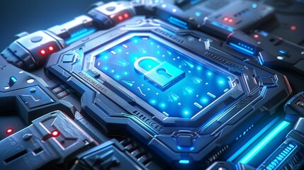 Futuristic Cybersecurity Technology with Secure Data Lock and Digital Circuitry