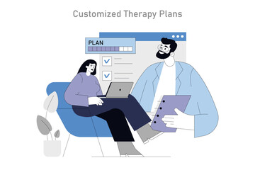 Integrative Psychotherapy. Flat Vector Illustration