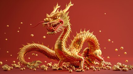 Obraz premium Gold Dragon Statue