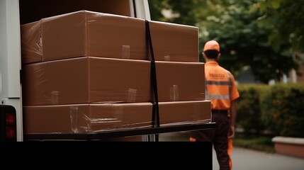 Cheerful male movers offering reliable delivery service for moving and shipping needs