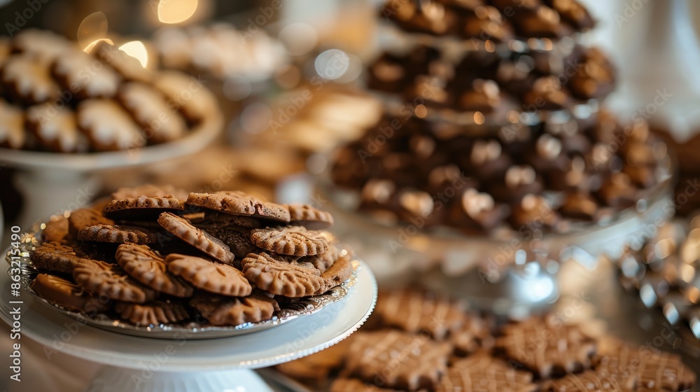 Aufkleber cookies made with chocolate arranged on a table for an event