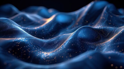   A golden-flecked blue wave on a black canvas