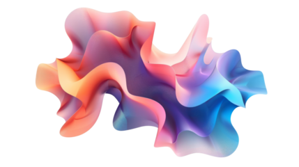 Colorful Abstract Smoke Waves on transparent background