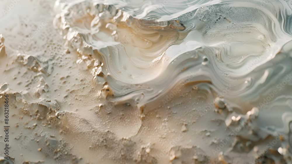 Poster sweeping fluid lines carved into the canvas giving the artwork a subtle sense of movement and flow.