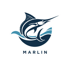 marlin fish logo design icon template