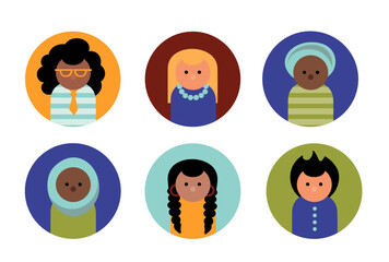 Multicultural avatar profile Icons 