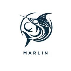 marlin fish logo design icon template